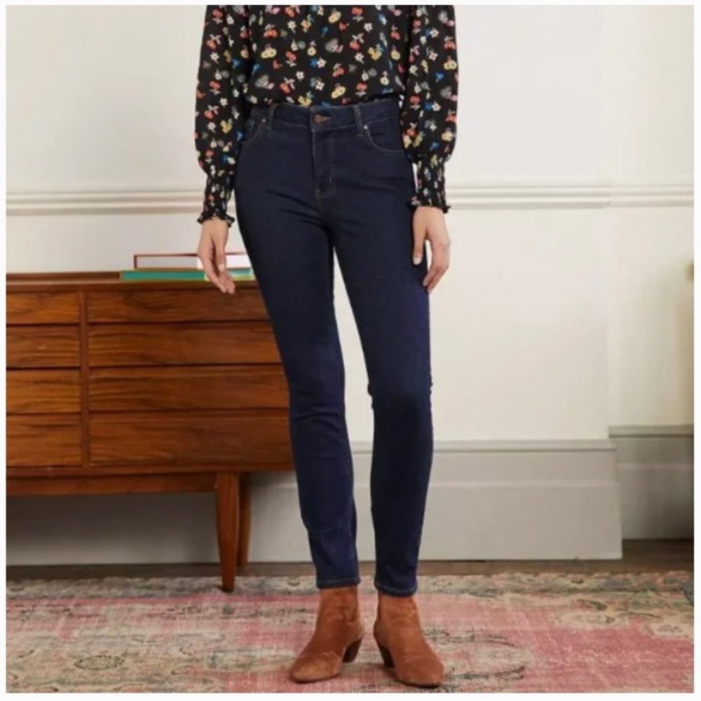 Boden dark wash mid rise skinny ankle jeans size 6 Long